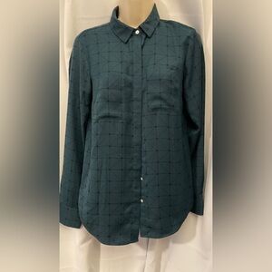 LOVED A New Day Green With Black Pattern Button Down top - Emerald Green - Small